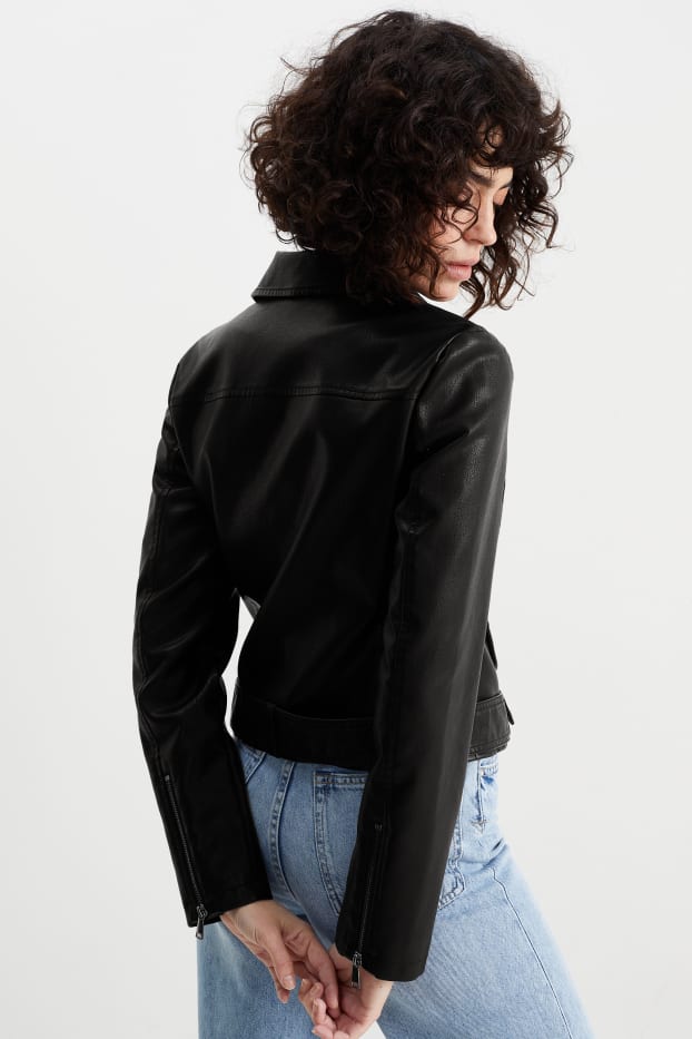 Femmes - Blouson motard - synthétique - noir