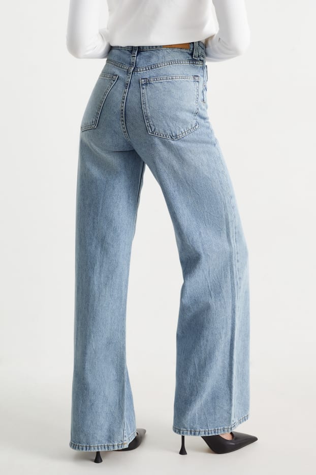 Dames - Wide leg jeans - high waist - jeanslichtblauw