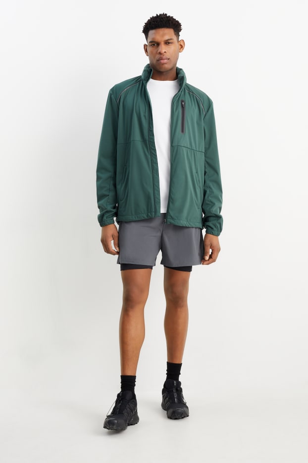 Herren - Funktions-Shorts - 4 Way Stretch - 2-in-1-Look - grau