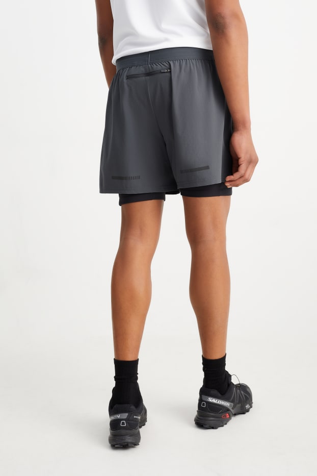 Herren - Funktions-Shorts - 4 Way Stretch - 2-in-1-Look - grau