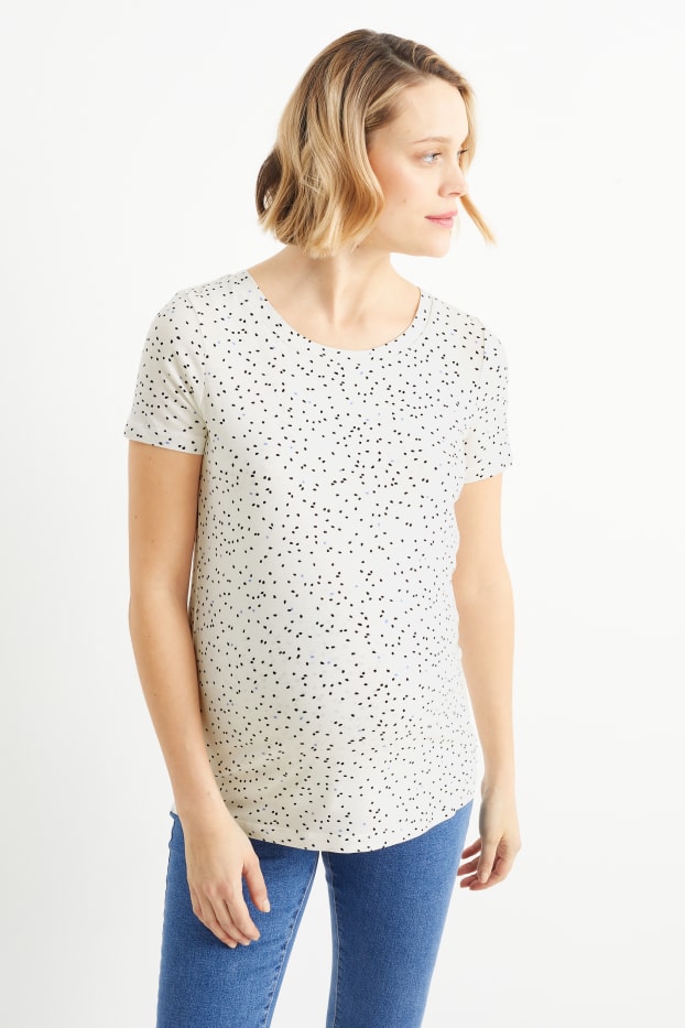 Dames - Zwangerschaps-T-shirt - met stippen - wit