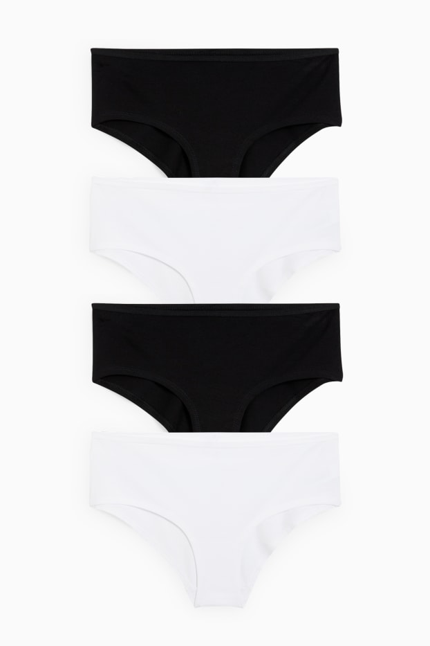 Damen - Multipack 4er - Hipster - weiß / schwarz