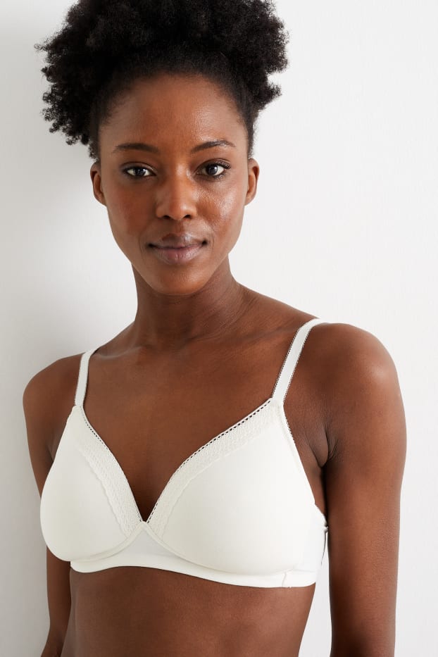 Damen - Multipack 2er - BH ohne Bügel - wattiert - blau  / cremefarben