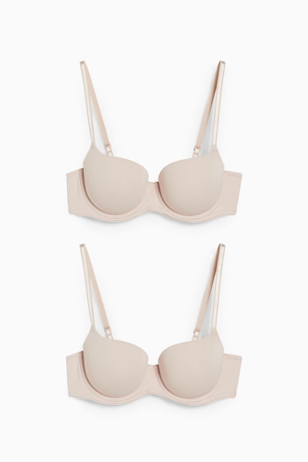 Dámské - Multipack 2 ks - podprsenka s kosticemi - FULL COVERAGE - s vycpávkami - taupe