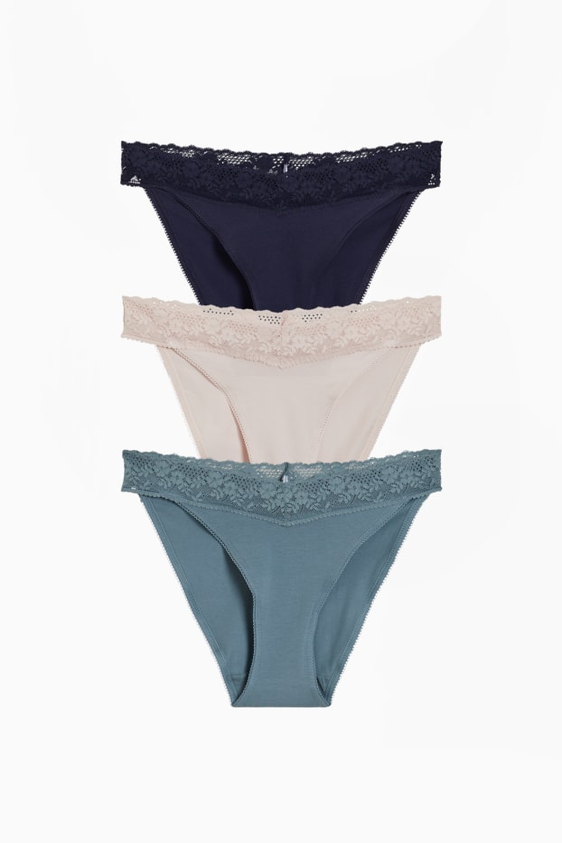 Femmes - Lot de 3 - culottes - beige / turquoise