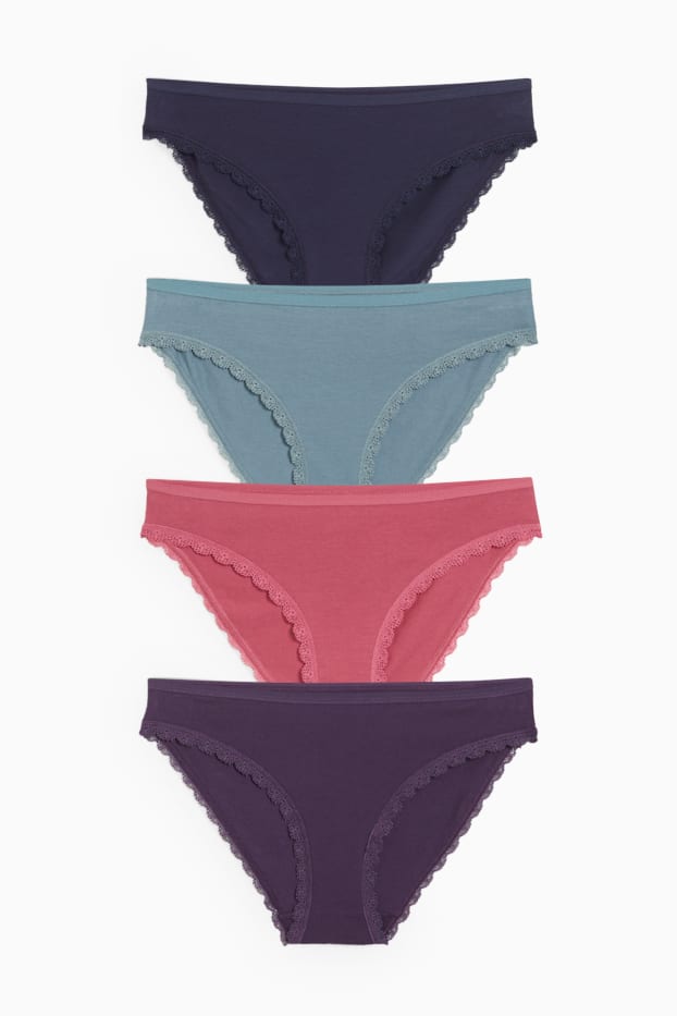 Damen - Multipack 4er - Slip - rosa / türkis