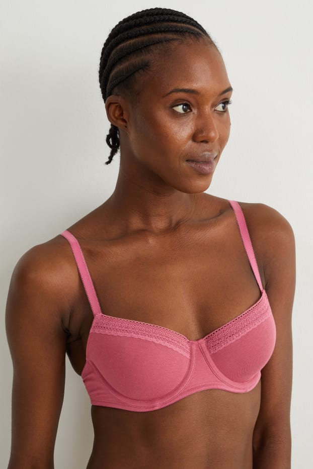 Women - Multipack of 2 - underwire bra - padded - black / rose