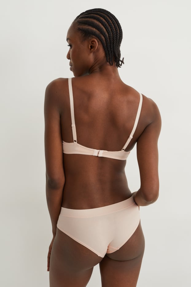 Donna - Confezione da 2 - reggiseno con ferretti - imbottito - nero / beige