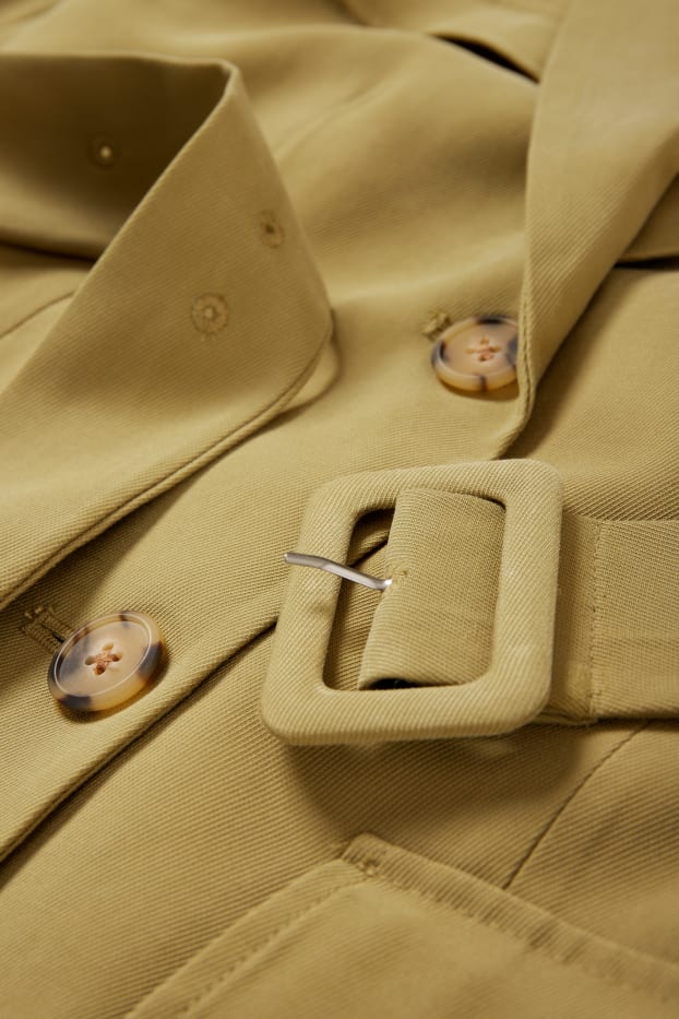 Women - Blazer with belt - regular fit - mustard yellow