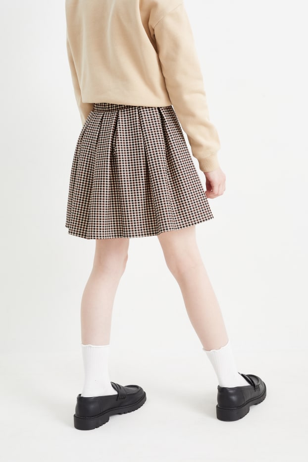 Children Girls - Skirt - check - beige / brown