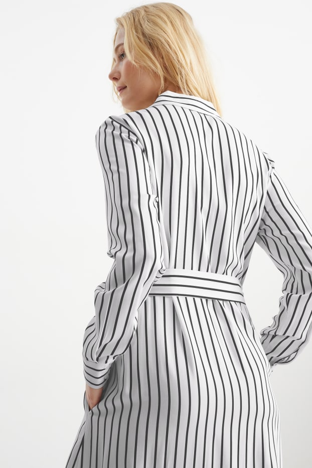 Dames - Blousejurk - gestreept - wit