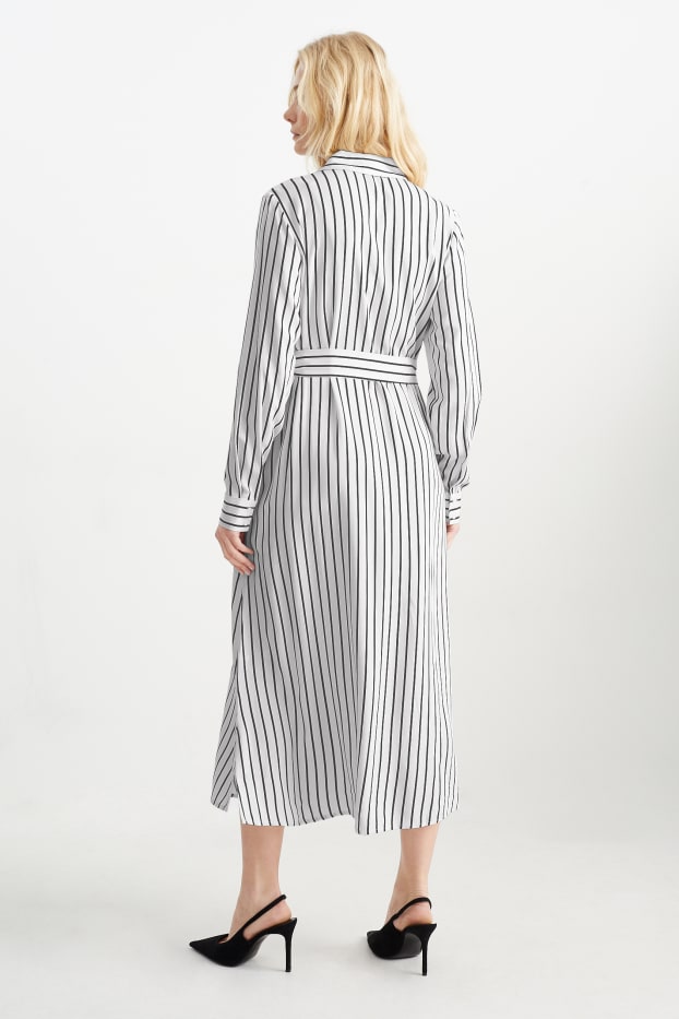 Dames - Blousejurk - gestreept - wit
