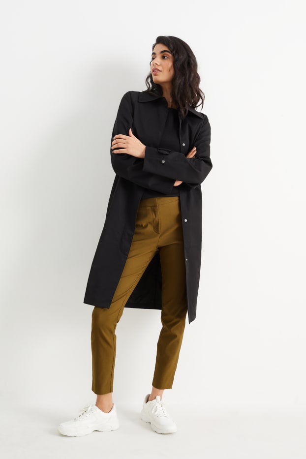 Women - Cloth trousers - mid-rise waist - slim fit - khaki