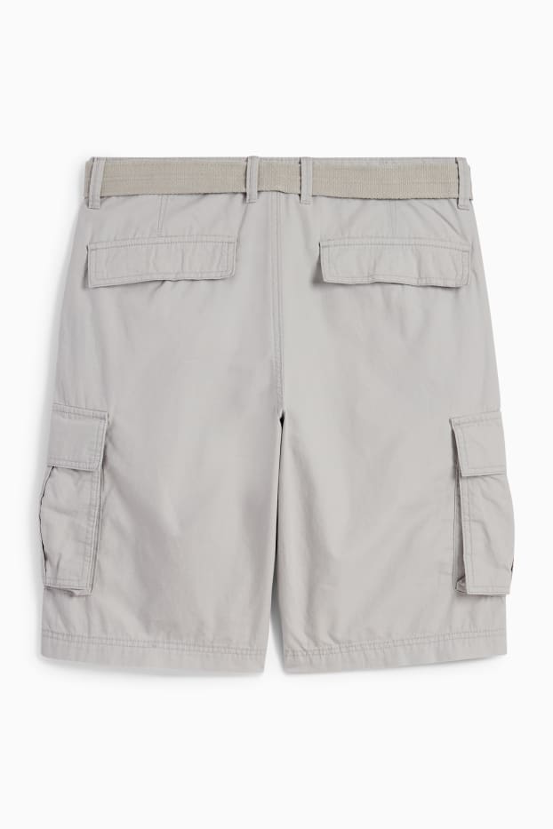 Hommes - Short cargo avec ceinture - gris clair