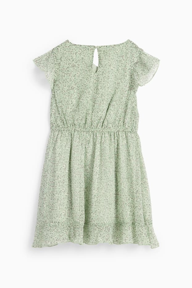 Kinderen: meisjes - Jurk van chiffon - gebloemd - mintgroen