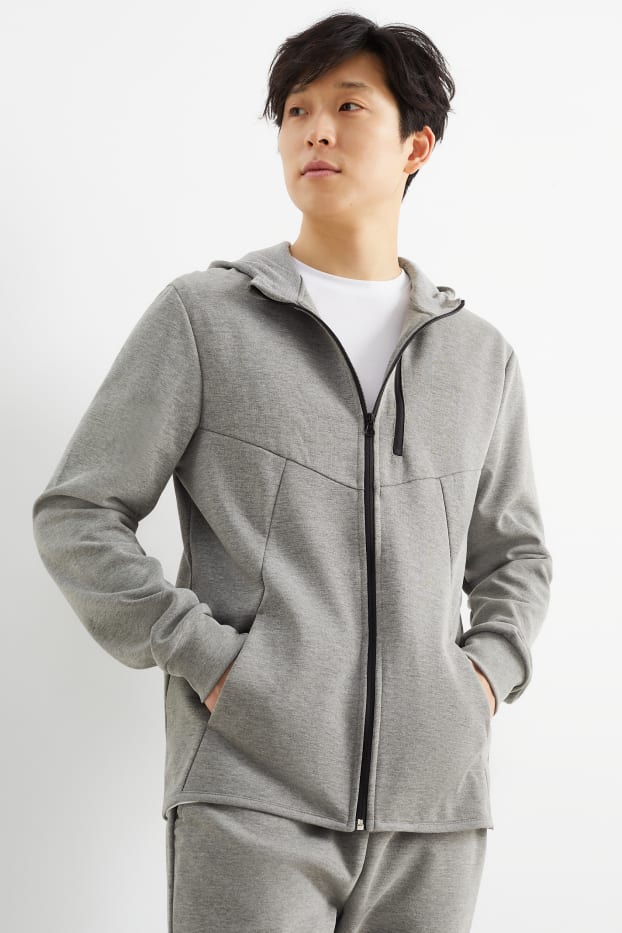 Herren - Sweatjacke mit Kapuze - hellgrau-melange