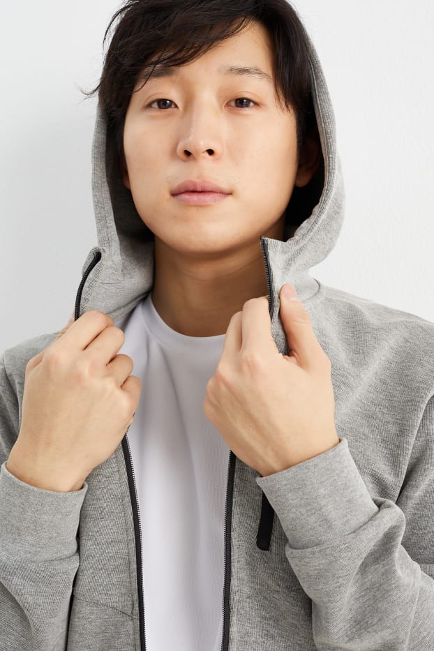 Herren - Sweatjacke mit Kapuze - hellgrau-melange
