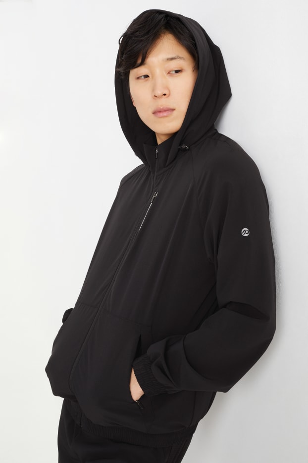 Uomo - Giacca sportiva con cappuccio - 4 Way Stretch - nero