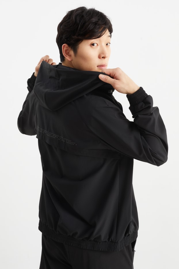 Uomo - Giacca sportiva con cappuccio - 4 Way Stretch - nero