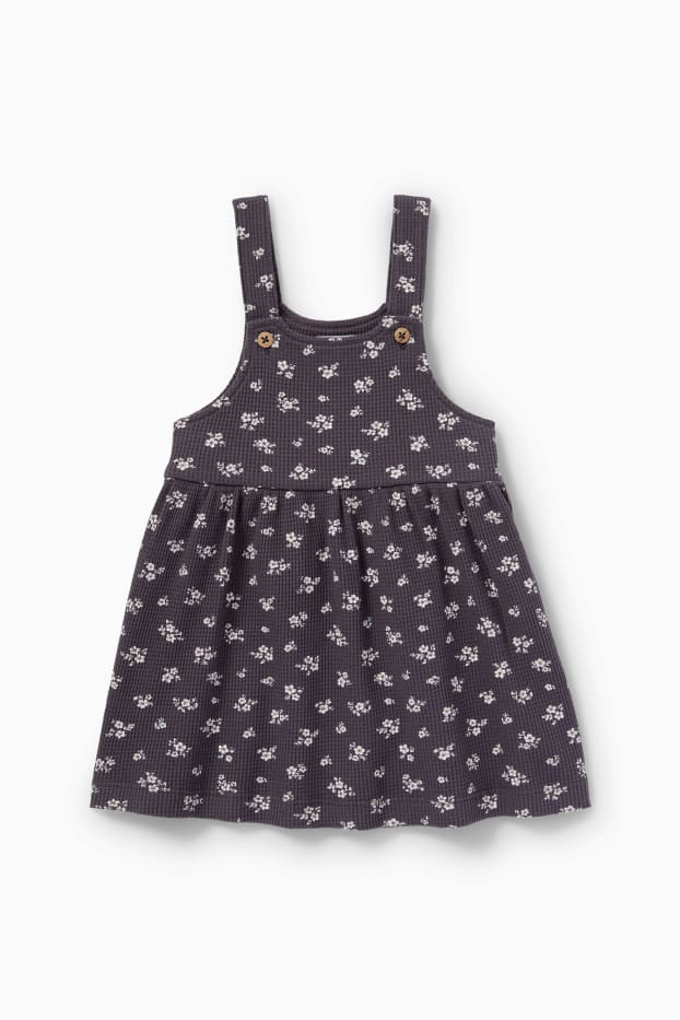 Bébés filles - Petites fleurs - ensemble bébé - 2 pièces - gris foncé