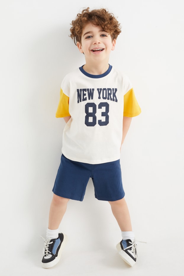 Enfants garçons - Ensemble - T-shirt et short - 2 pièces - blanc crème
