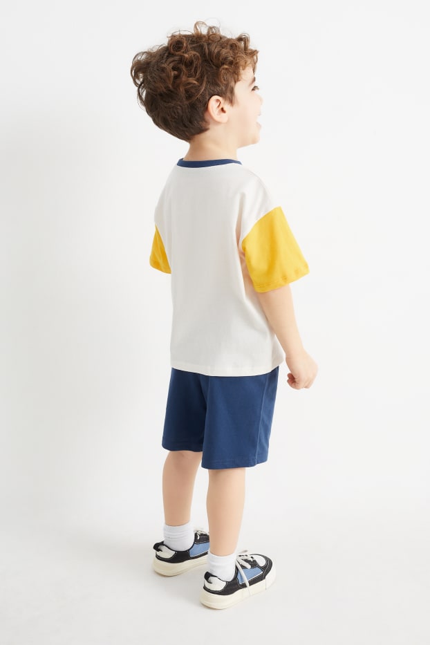 Enfants garçons - Ensemble - T-shirt et short - 2 pièces - blanc crème