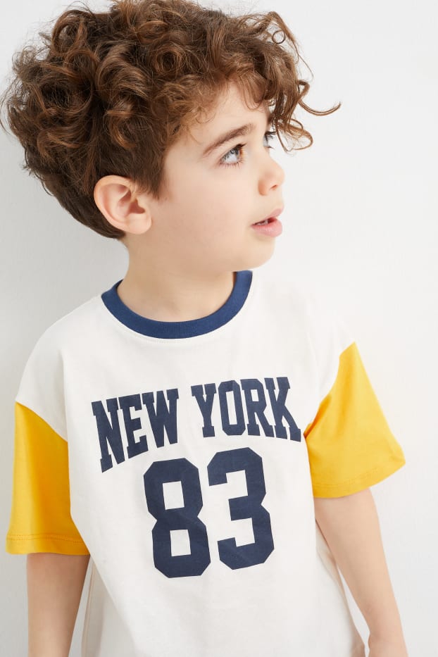 Enfants garçons - Ensemble - T-shirt et short - 2 pièces - blanc crème