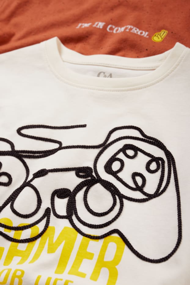 Kinder Jungen - Multipack 2er - Gaming - Kurzarmshirt - braun