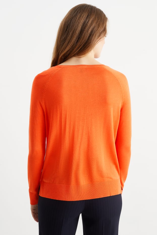 Mujer - Jersey básico de punto fino - naranja