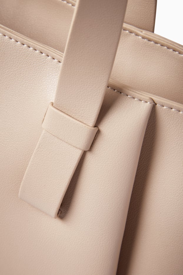 Damen - Shopper - Lederimitat - hellbeige