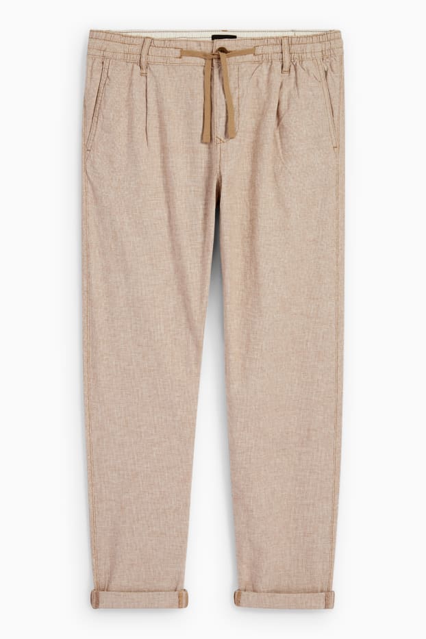 Men - Chinos - tapered fit - linen blend - light beige