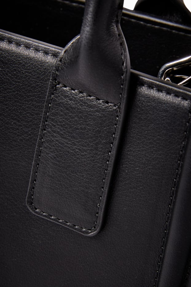 Dames - Schoudertas met afneembare riem - imitatieleer - zwart