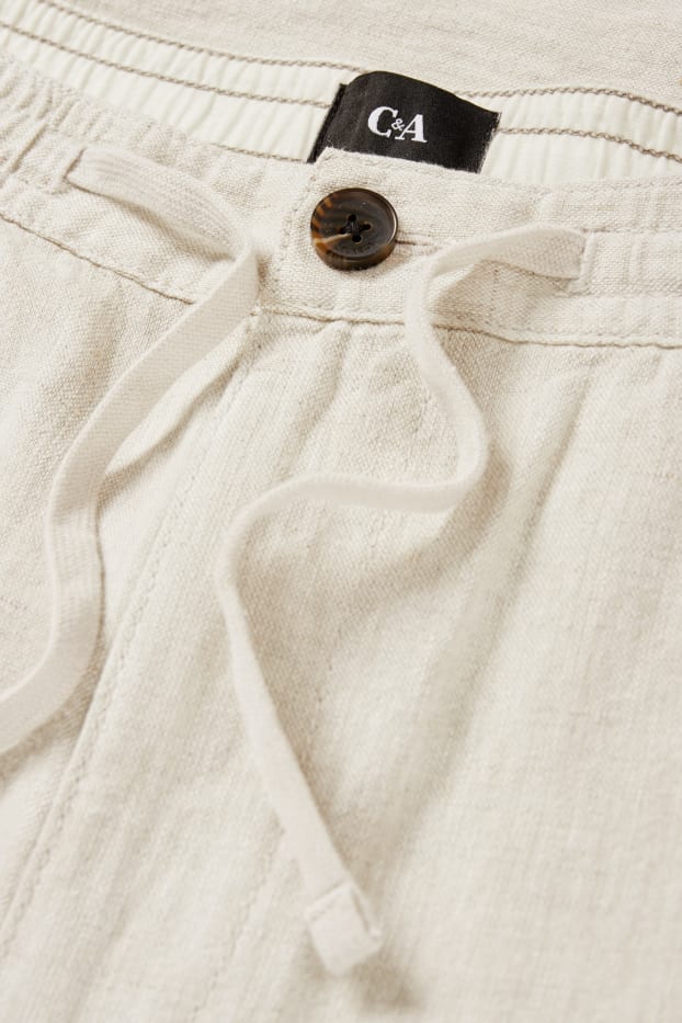 Bărbați - Chino - Tapered Fit - Leinen-Mix - bej deschis