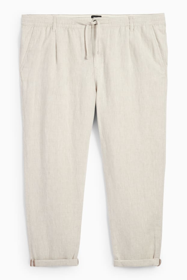 Bărbați - Chino - Tapered Fit - Leinen-Mix - bej deschis