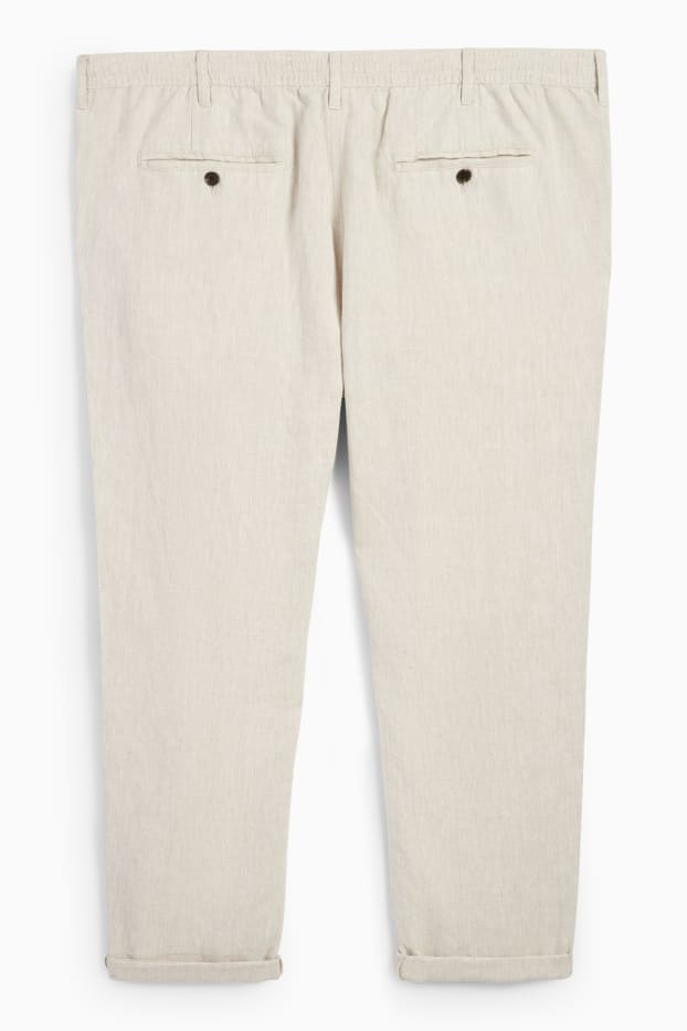 Bărbați - Chino - Tapered Fit - Leinen-Mix - bej deschis