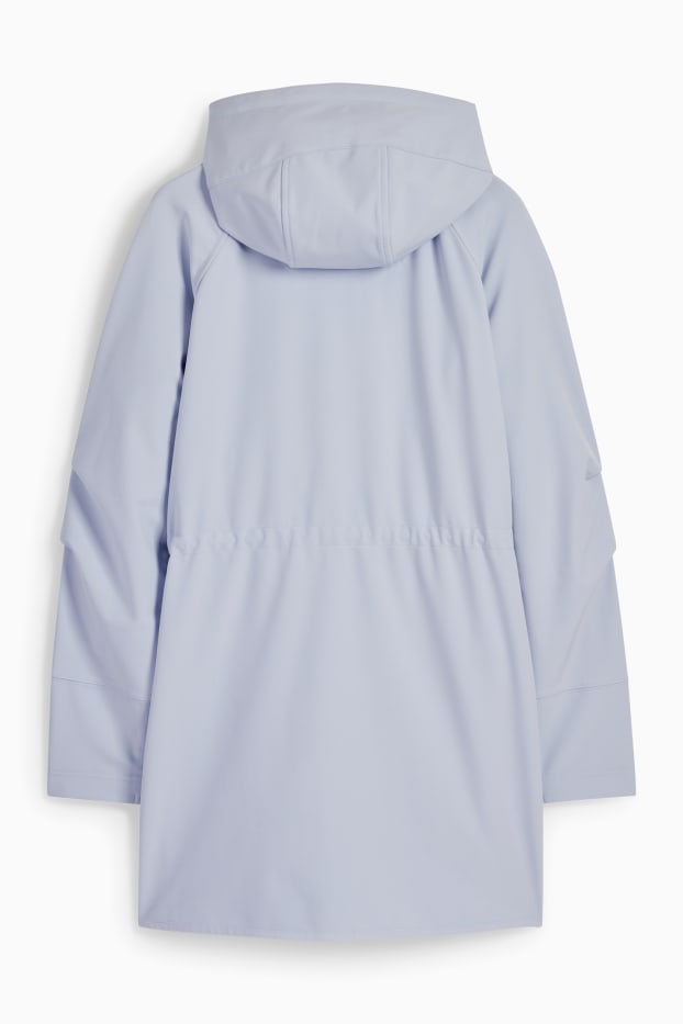 Damen - Softshellmantel mit Kapuze - 4 Way Stretch - hellblau