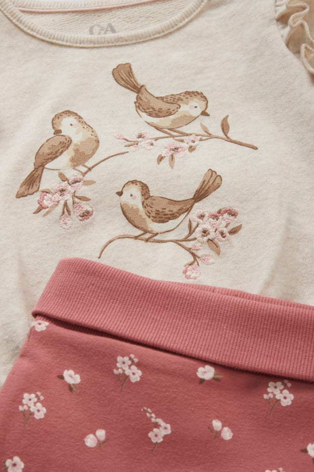 Baby Mädchen - Vögelchen - Baby-Outfit - 3 teilig - rosa