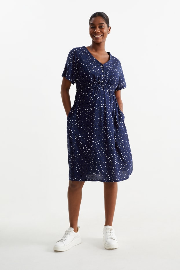 Dona - Vestit de viscosa de lactància - de punts - blau fosc