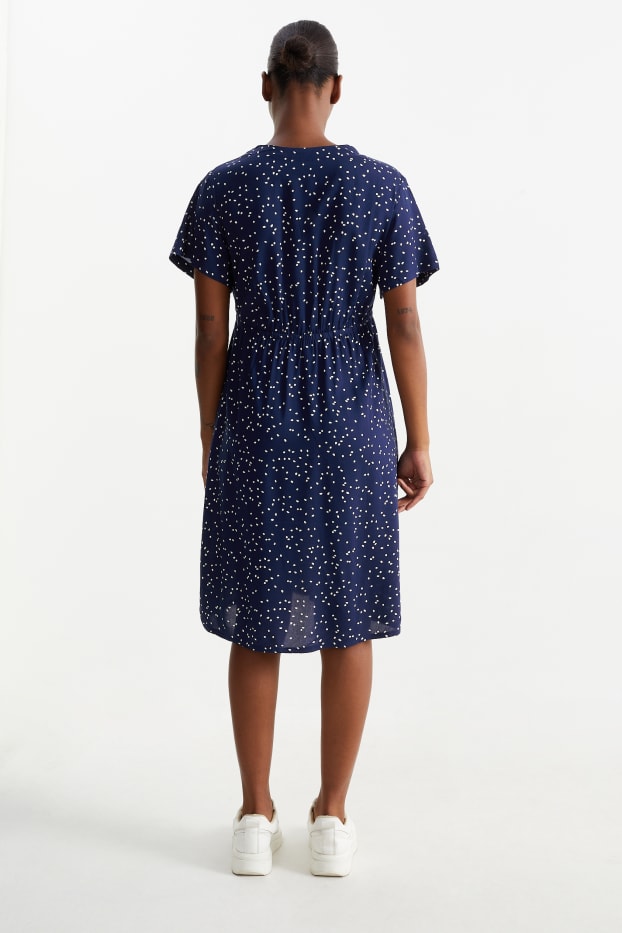 Dona - Vestit de viscosa de lactància - de punts - blau fosc