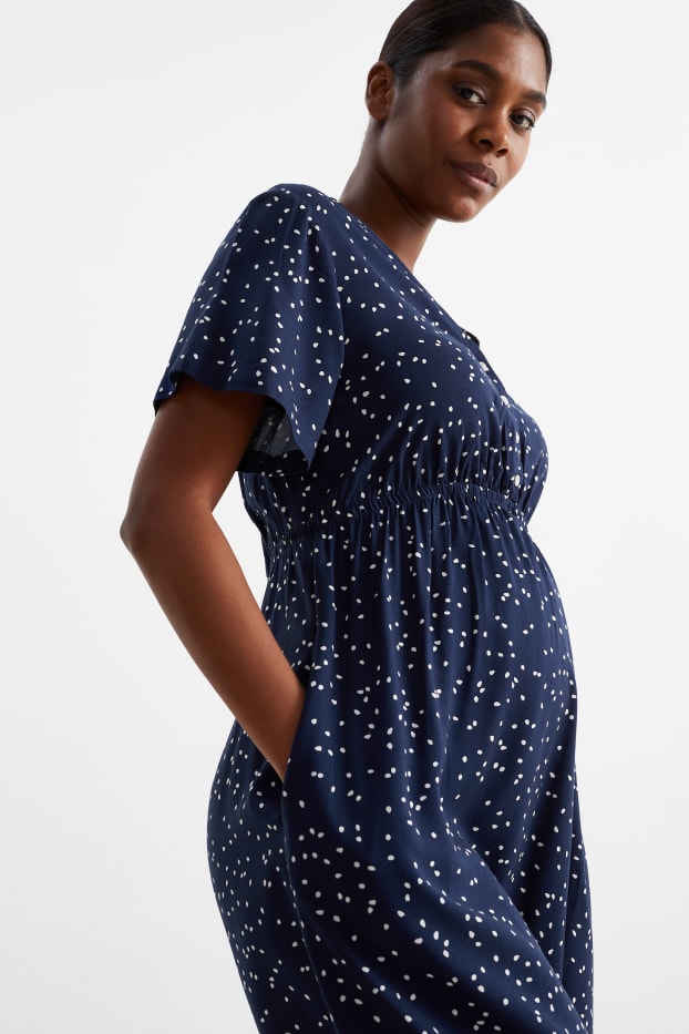 Dona - Vestit de viscosa de lactància - de punts - blau fosc