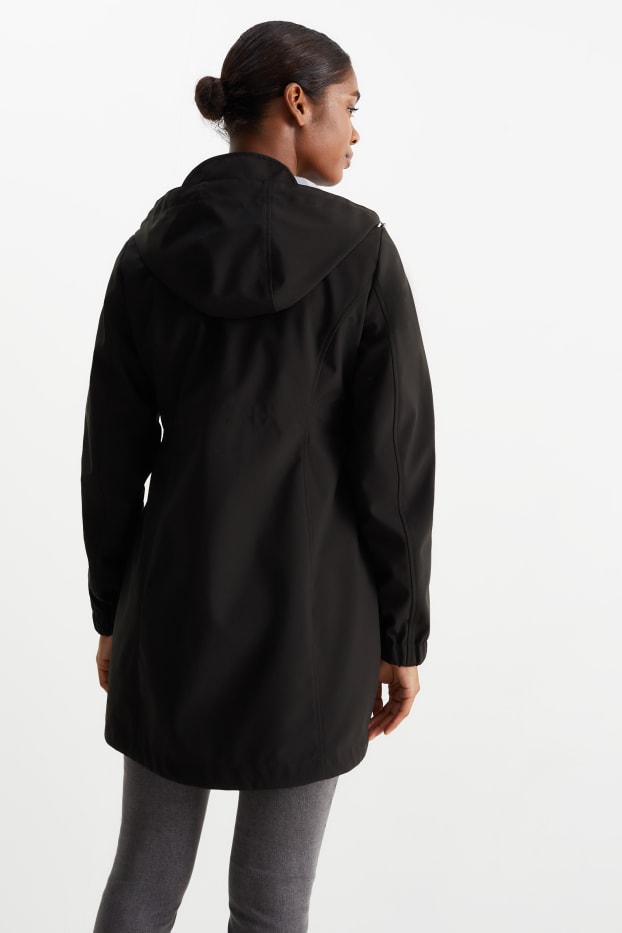 Femmes - Parka de grossesse à capuche avec empiècement porte-bébé - noir
