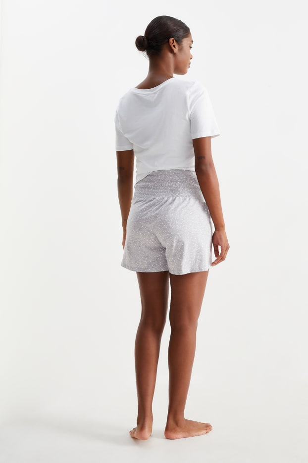 Damen - Multipack 2er - Umstands-Pyjamahose und -shorts - hellgrau-melange