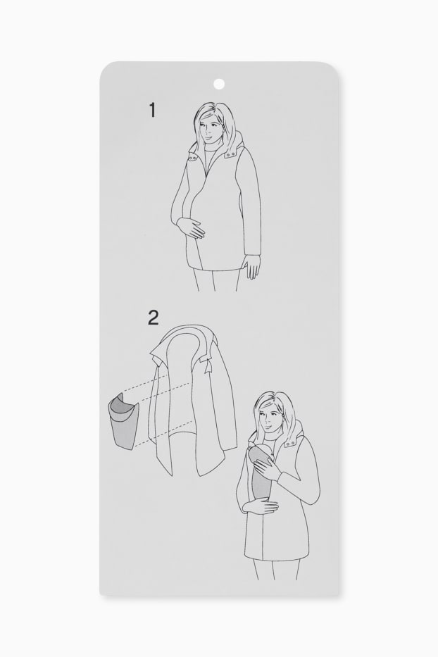 Dámské - Těhotenská parka s kapucí - nosící - šedá