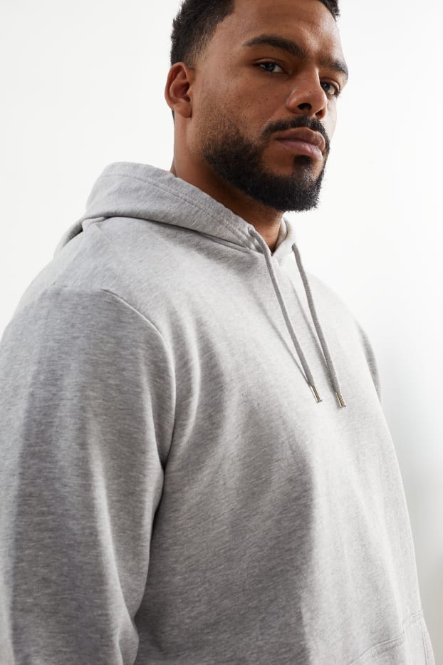 Hommes - Sweat à capuche - gris chiné