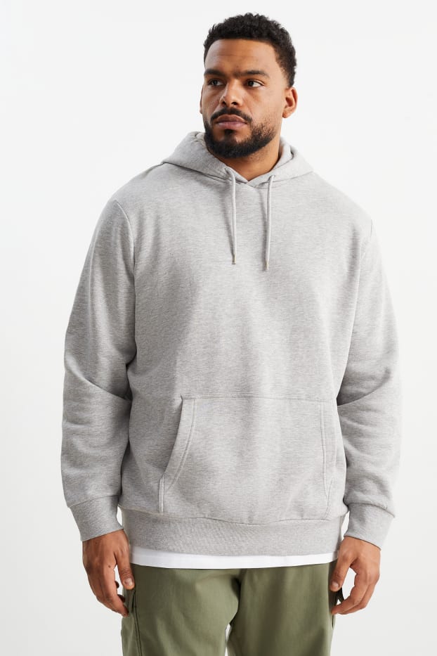 Hommes - Sweat à capuche - gris chiné