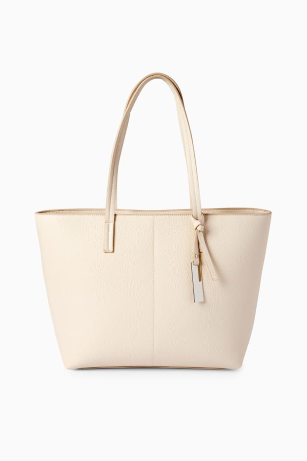 Damen - Shopper - Lederimitat - hellbeige