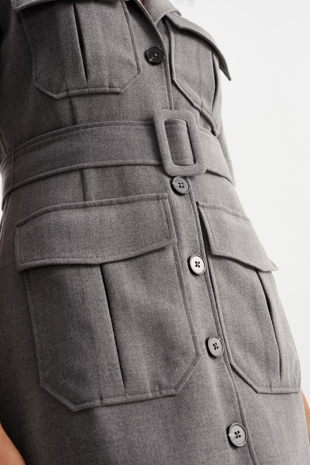 Femmes - Robe cargo dotée d’une ceinture - gris