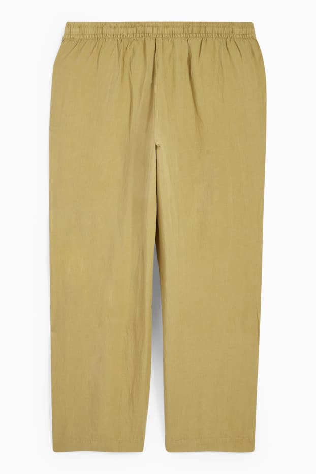 Damen - Stoffhose - Mid Waist - Wide Leg - Leinen-Mix - senfgelb