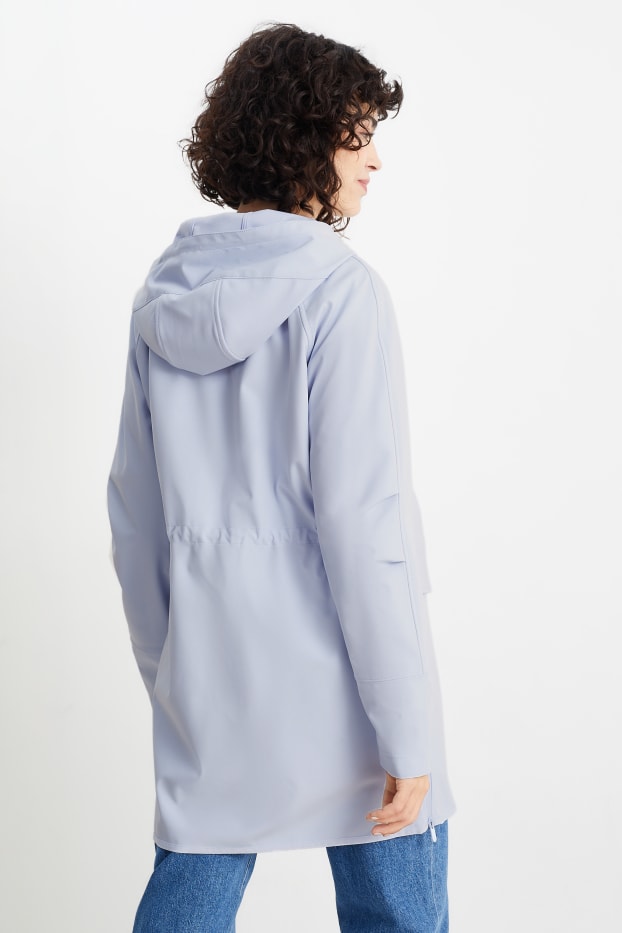 Damen - Softshellmantel mit Kapuze - 4 Way Stretch - hellblau