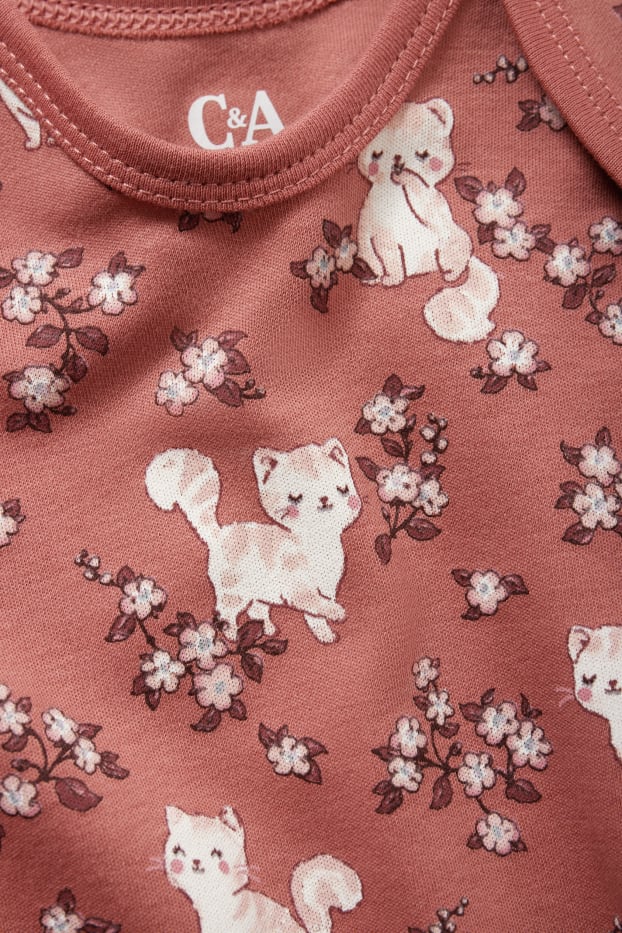 Bébés filles - Lot de 3 - petits lapins et chatons - bodys pour bébé - blanc crème